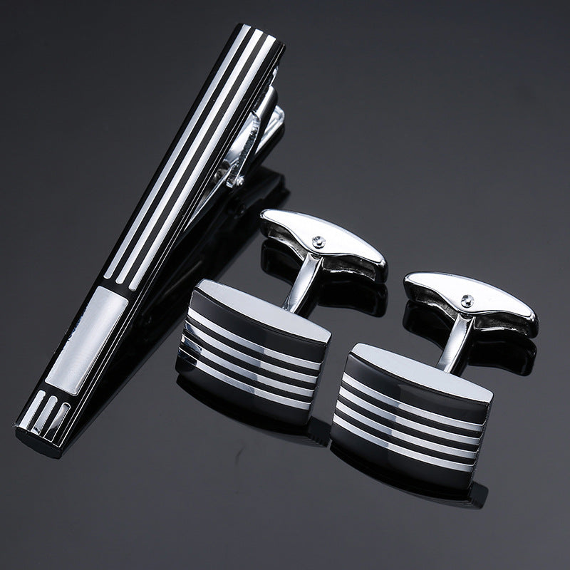Clip en or argent noir Croix carré brossé