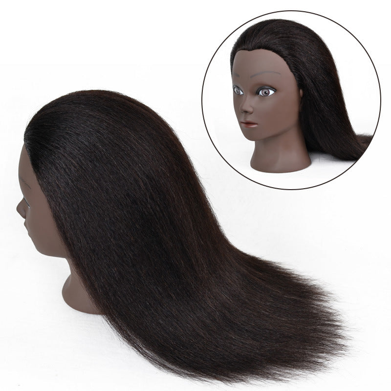Véritable cheveux foncé tête forme mannequin noir tête