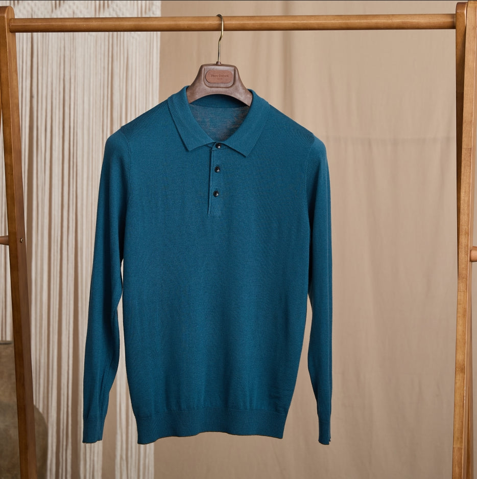 Chemise Polo Retro Slim-Fit Chaud Laine Top pour l'automne et l'hiver