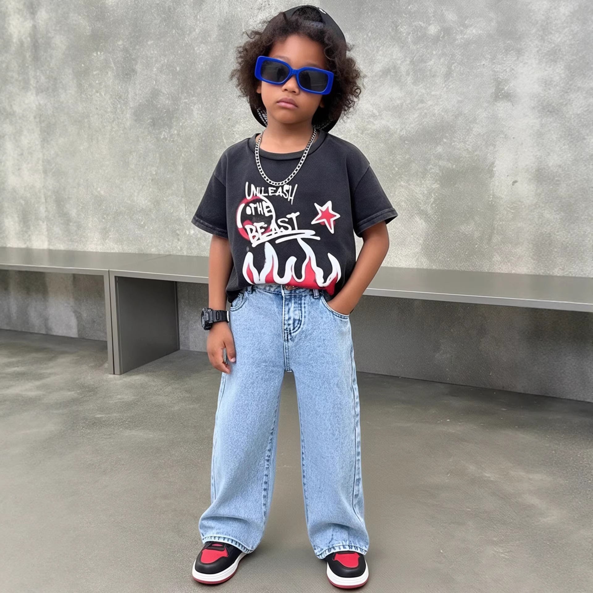 Pantalons de denim à col lumineux polyvalents