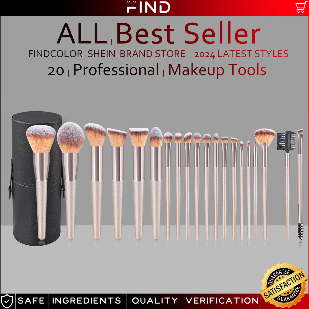 Set de brosse de maquillage de 20 pièces en champagne