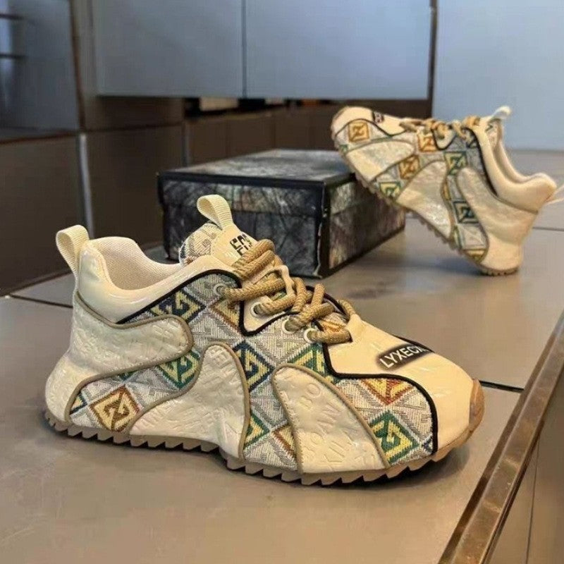 Men's Lightweight Bottom Thick Pitching Embroidery Youth Fashion Shoes