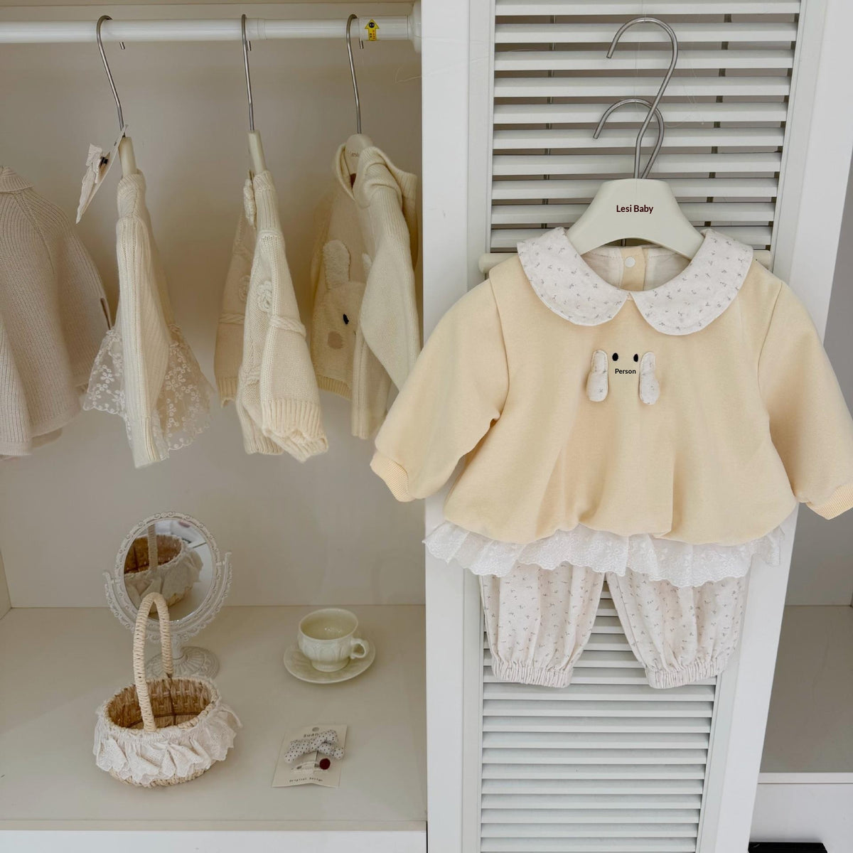 Mignon Western-style Bunny et Floral Ruffle Set pour les petites filles