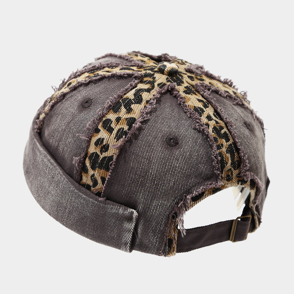 Été hommes et femmes lavés affolés Fringed Leopard Imprimer Patchwork Chapeau supérieur pour un R