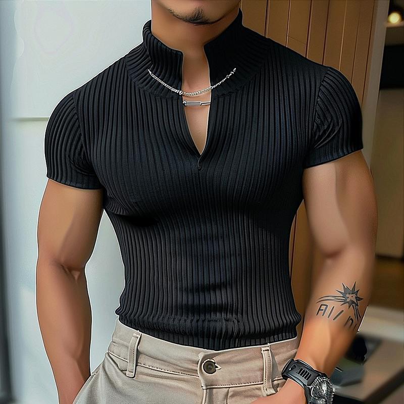 T-shirt à manches courtes en col V pour hommes