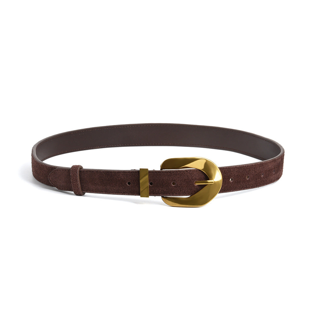 Matte Cowhide Vintage Ladies Boucle d'Or Ceinture