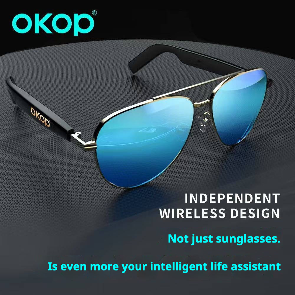 KP-Y101 Lunettes Bluetooth intelligentes Étanche à l'eau Casque Bluetooth étanche Appels vocales Blue L