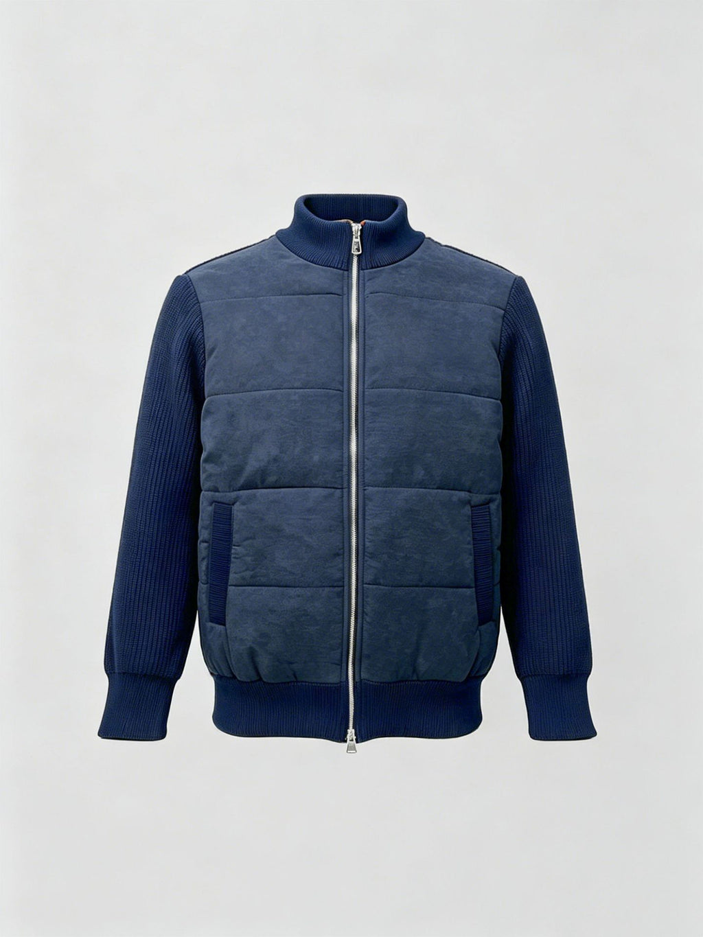 Hommes Patchwork d'hiver Manches longues Stand-Neck Sweater Coat