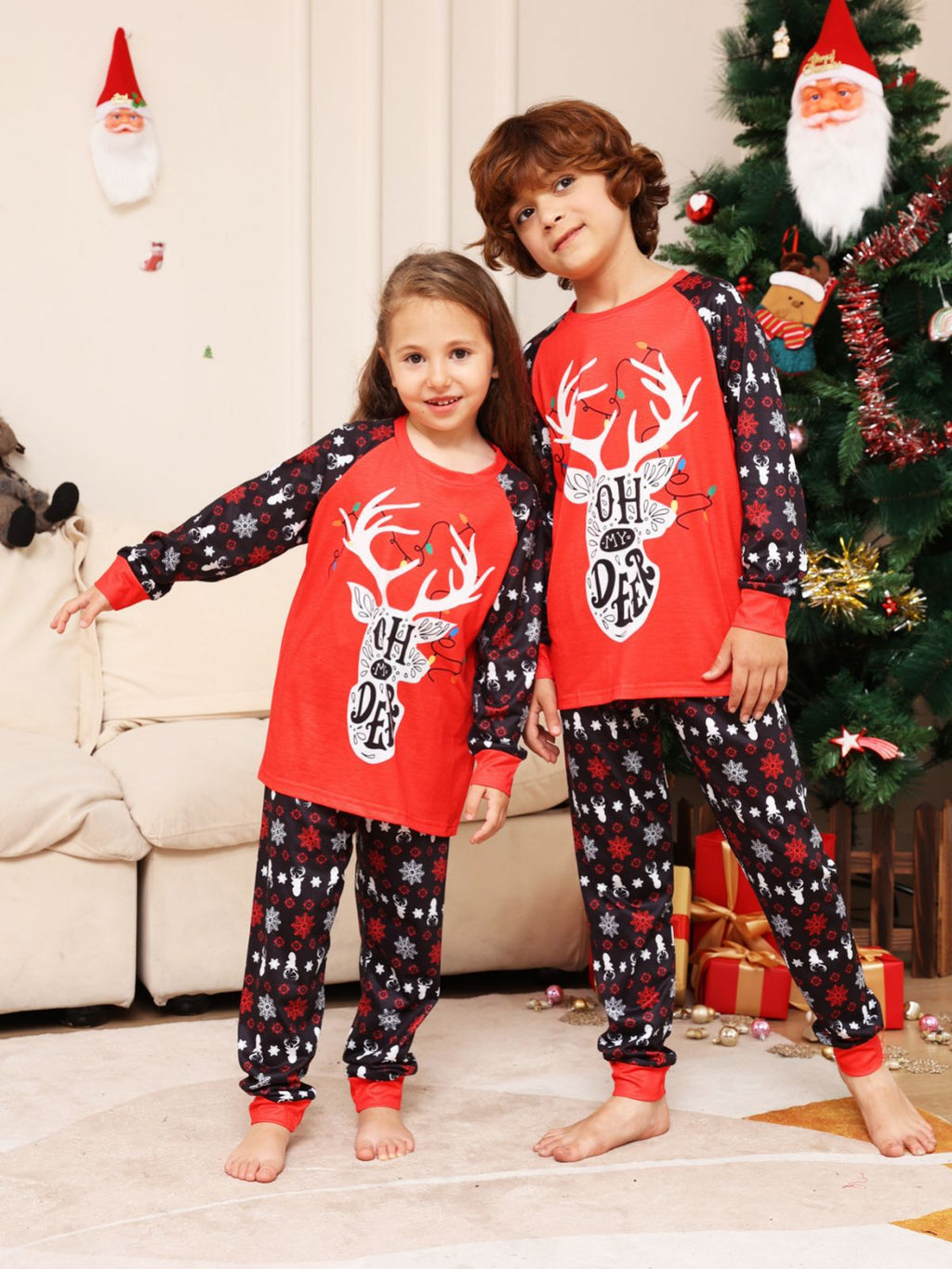 Lettre Snowflake Deer Christmas Parent-child Suit Printed Homewear Pajamas