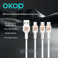 KP-317 Câble de données à charge rapide 65W Câble de recharge de téléphone portable épais compatible avec