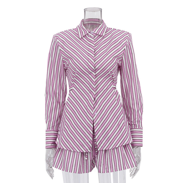 Chemise à rayures Diagonal et ensemble à deux pièces courtes