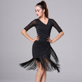 Costume de performance de danse en soie glacée Fringed