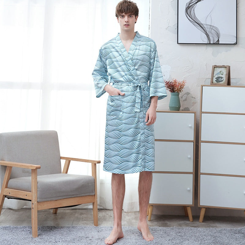 Ice-silk Thin-printed Home Peignoir