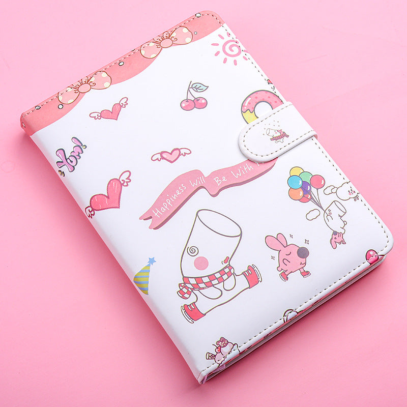 Kaba Ours Hippo petit blanc magnétique boucle carnet portable carnet fille coeur créatif