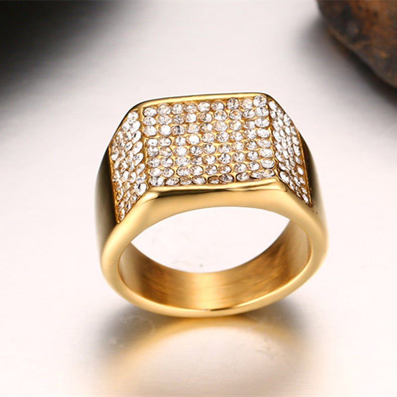 Bague en diamant en acier titane pour hommes