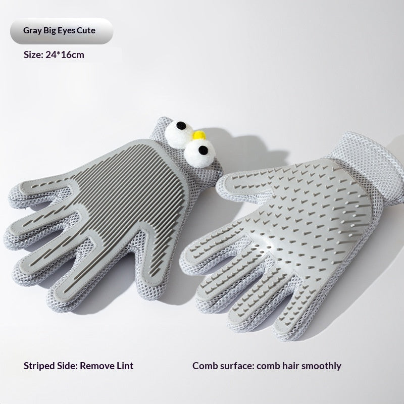 Double-sided glove for cat grooming and cleaning