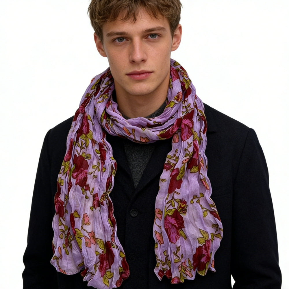 2-piece Magenta Printed Polyester Textured Scarf
