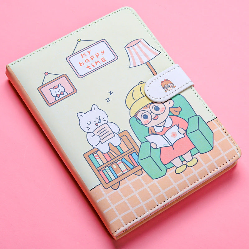 Kaba Ours Hippo petit blanc magnétique boucle carnet portable carnet fille coeur créatif