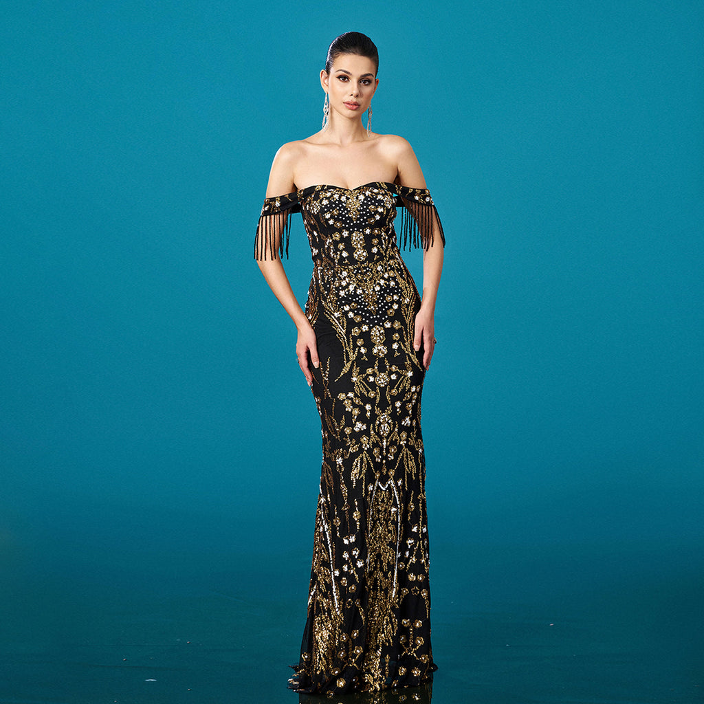 Robe de soirée en queue de poisson cousue pour banquet