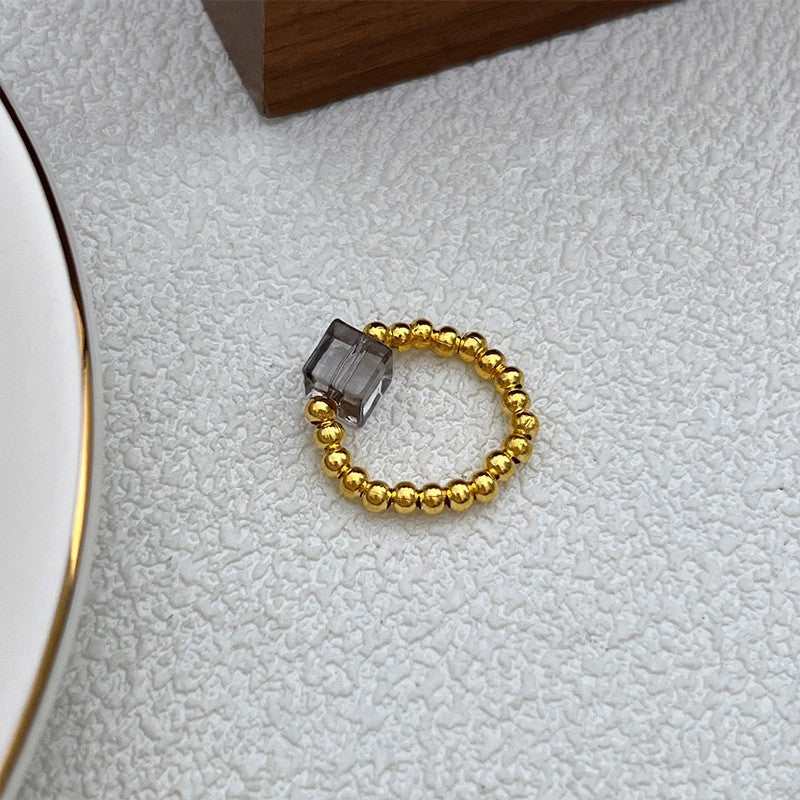 Maillard Pearl Bague Perlé Rope Élastique Femme Artistic Stacking Index Finger Ring High-E