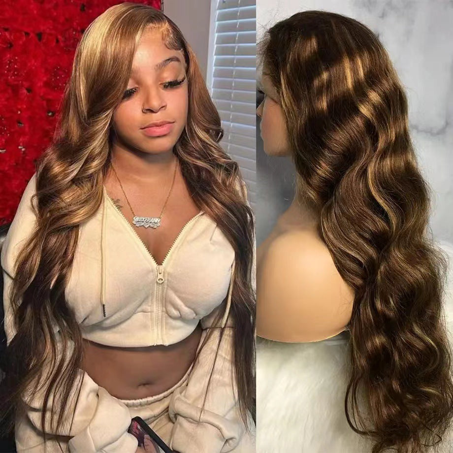 Femmes Piano-Couleur Long Perruques de cheveux bouclés avec de grandes vagues en fibre synthétique