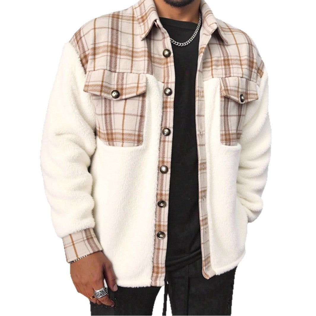 Veste de patchwork en peluche pour hommes