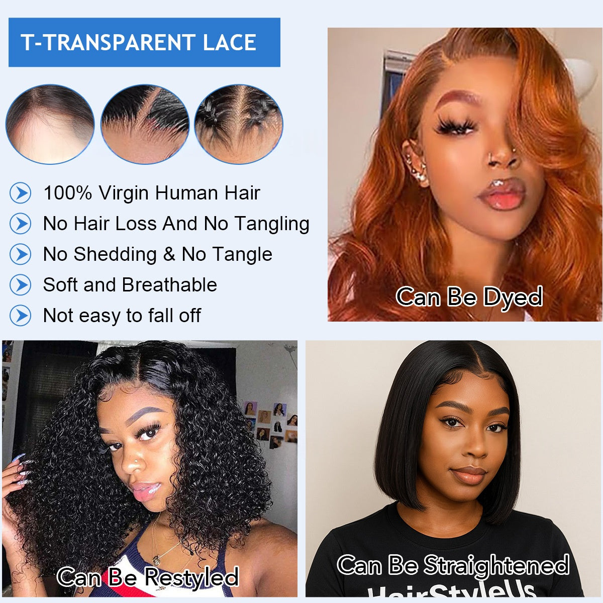 Perruque complète des cheveux humains pour femmes Perruque complète