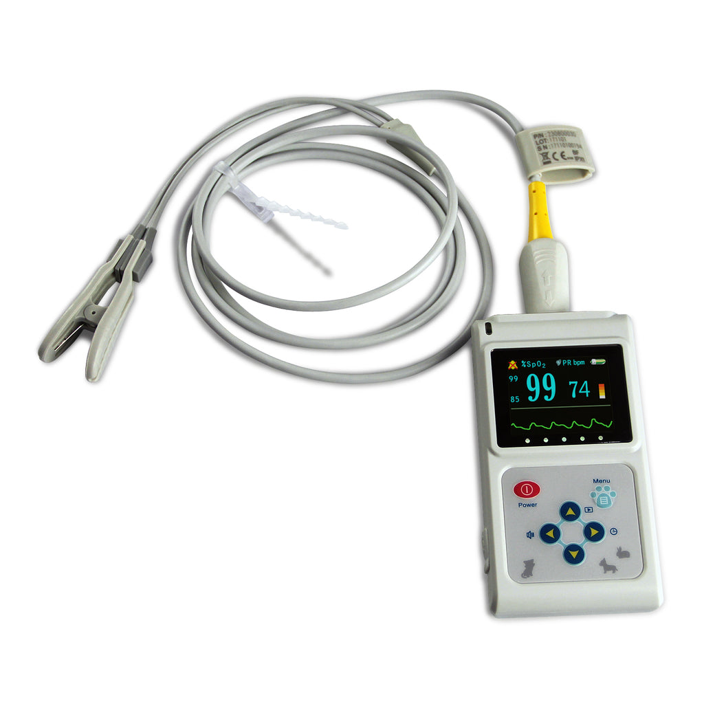 FEP Vétérinaire Oximètre pulseur SPO2 Moniteur de taux d'impulsions Tongue d'oreille Sonde PC SW
