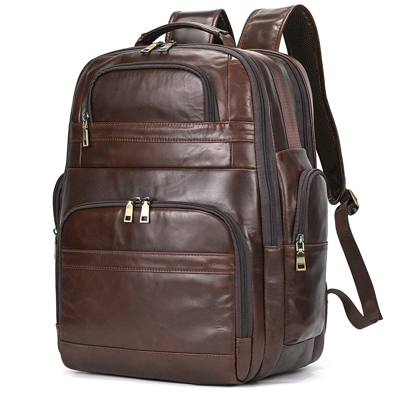 Hommes Retro Saddle-Leather Backpac Grande Capacité Cuir véritable