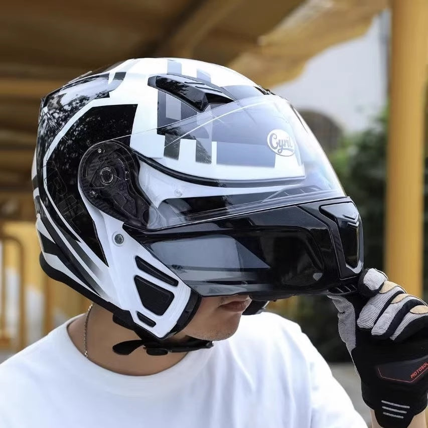 Casque de moto à double-lentilles à révélation faciale