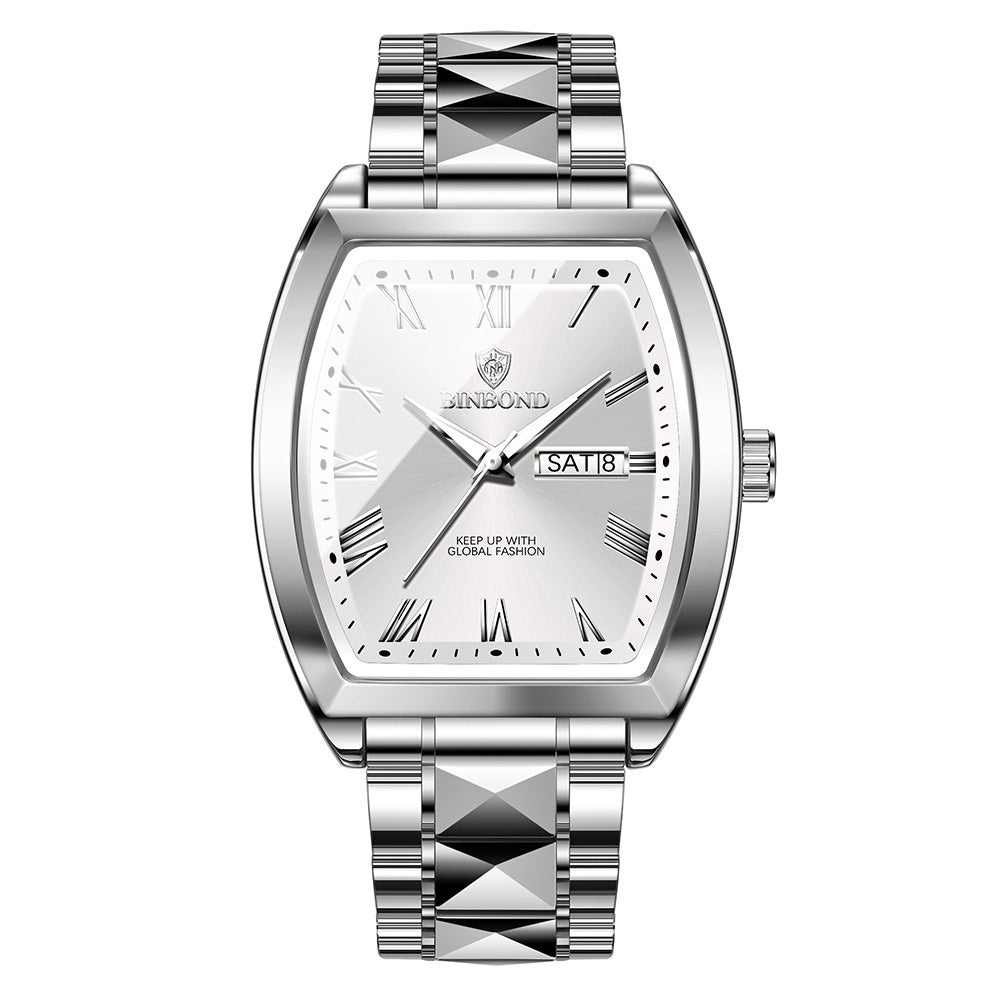Dual Calendar pour hommes Montre à quartz lumineux