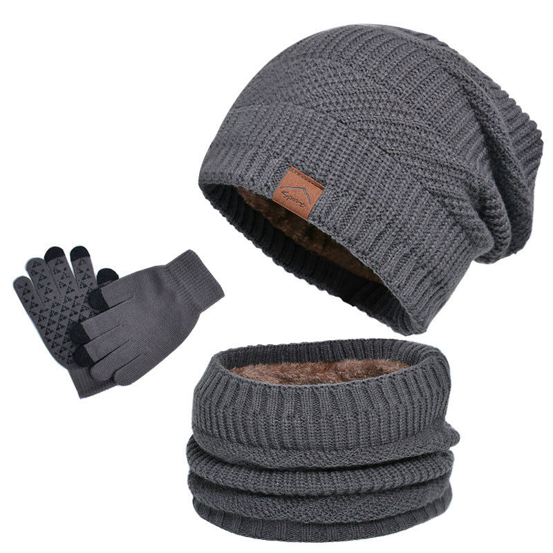 Gants d'écharpe de chapeau chaud doublé de polaire d'hiver Ensemble de trois pièces