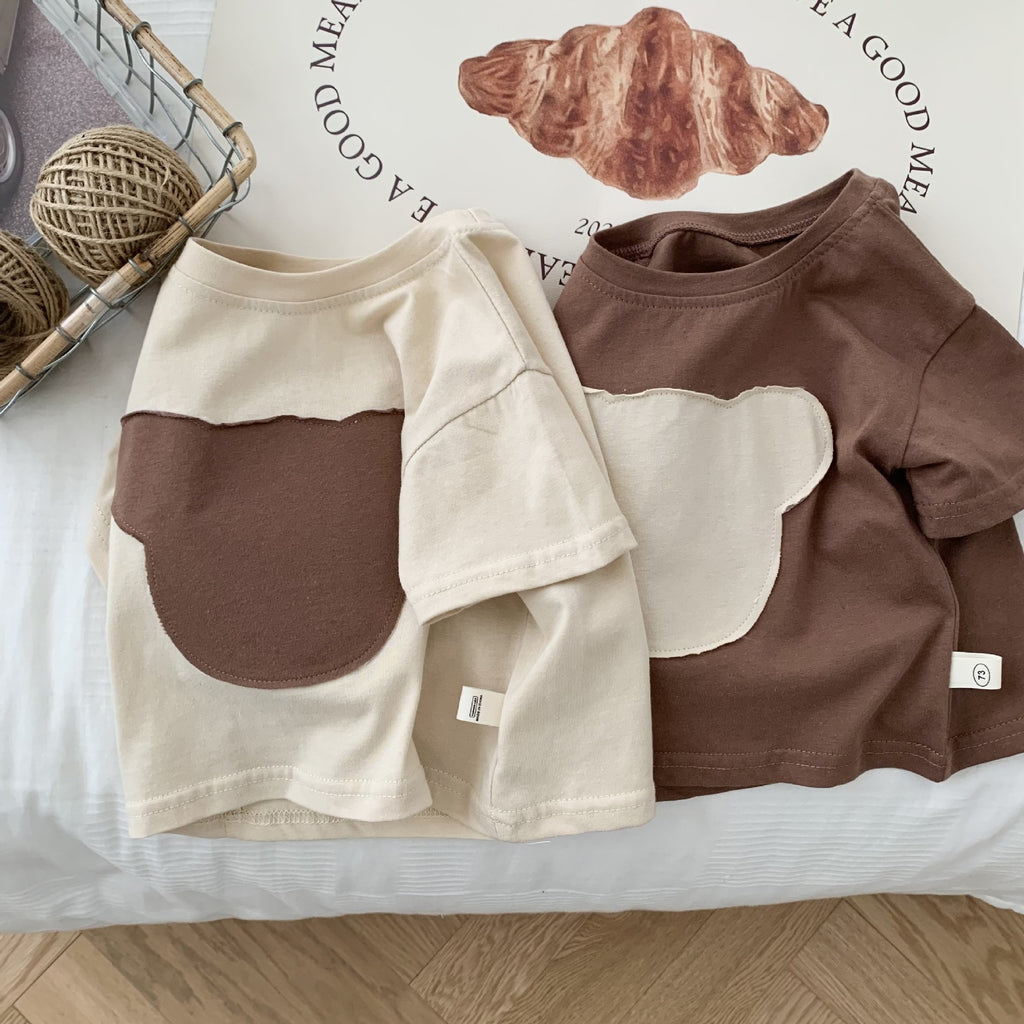 Haut de chemise de bas de mode patch ours pour enfants
