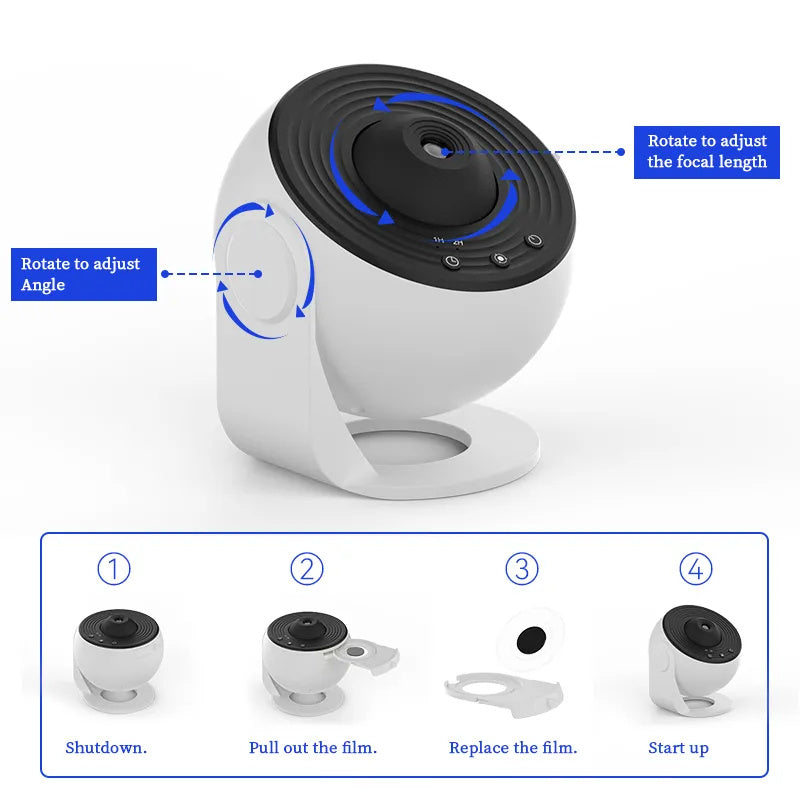 Projecteur Galaxy de nuit Starry Sky Projector 360 Rotate Lampe Planétarium pour les enfants Lit