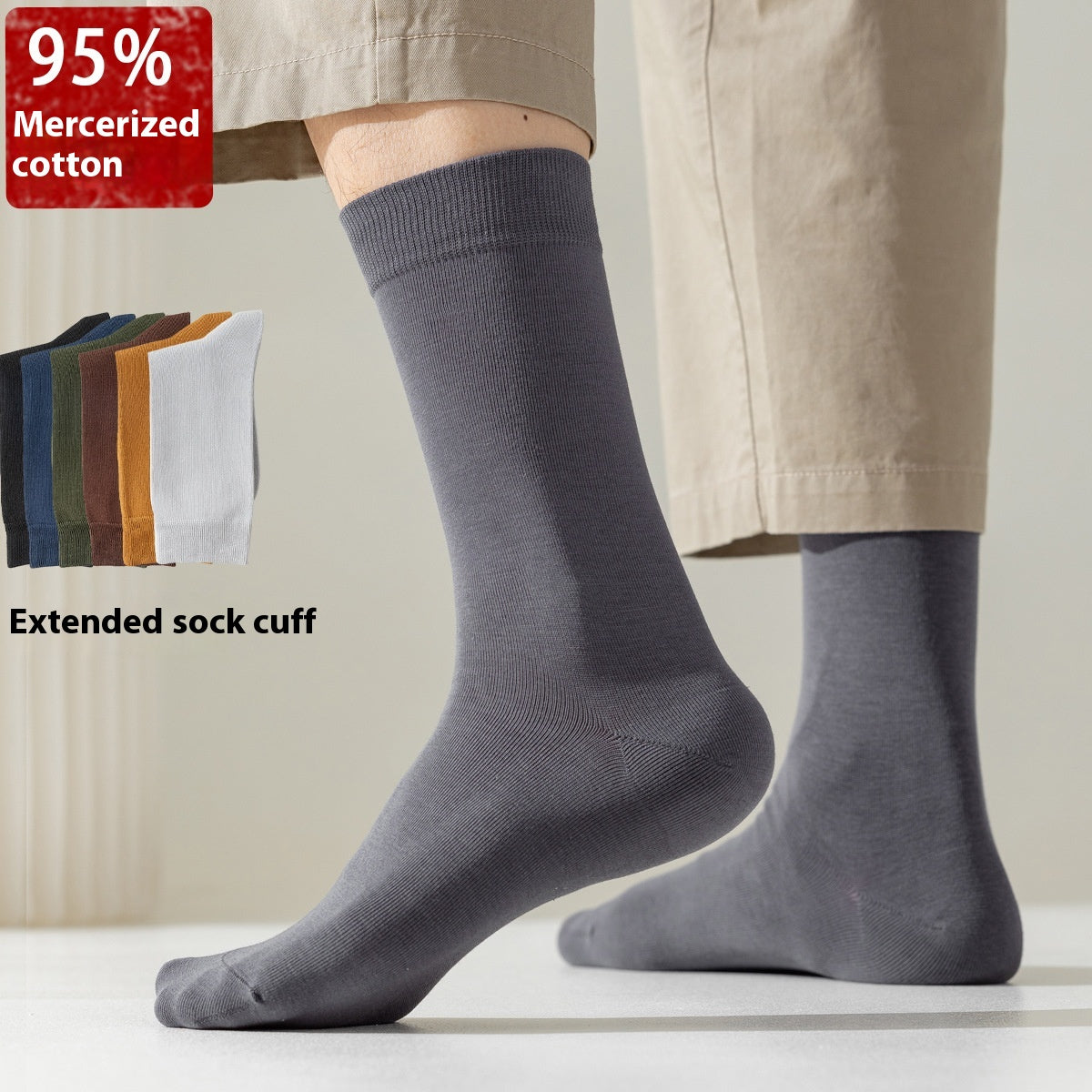 Mi-calf printemps et automne pur coton hommes d'affaires chaussettes