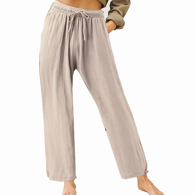 Pantalons d'été à domicile pour femmes en couleur solide