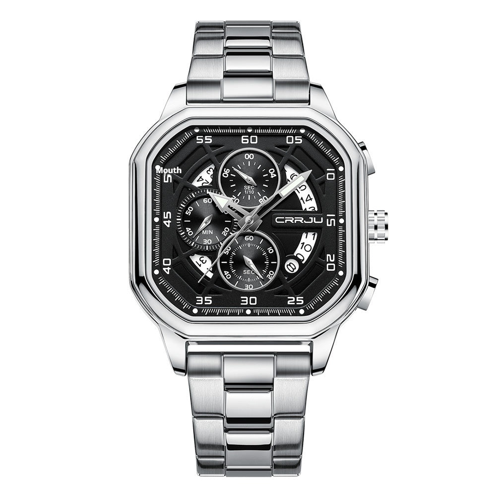 Waterproof Square Couple Multifunctional Calendar Steel-Strap Fashion Watch