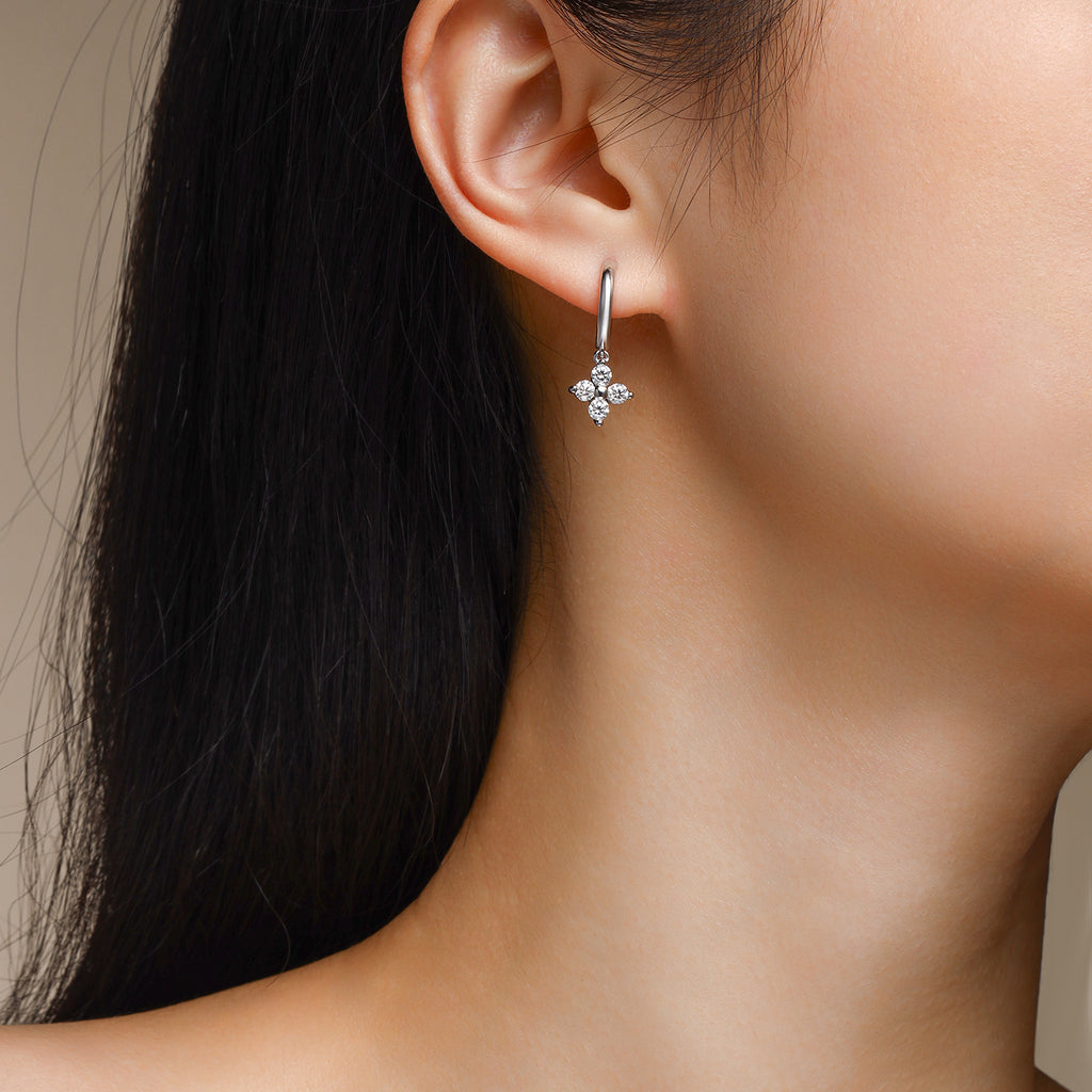 S925 Boucles d'oreilles de trèfle en argent sterling
