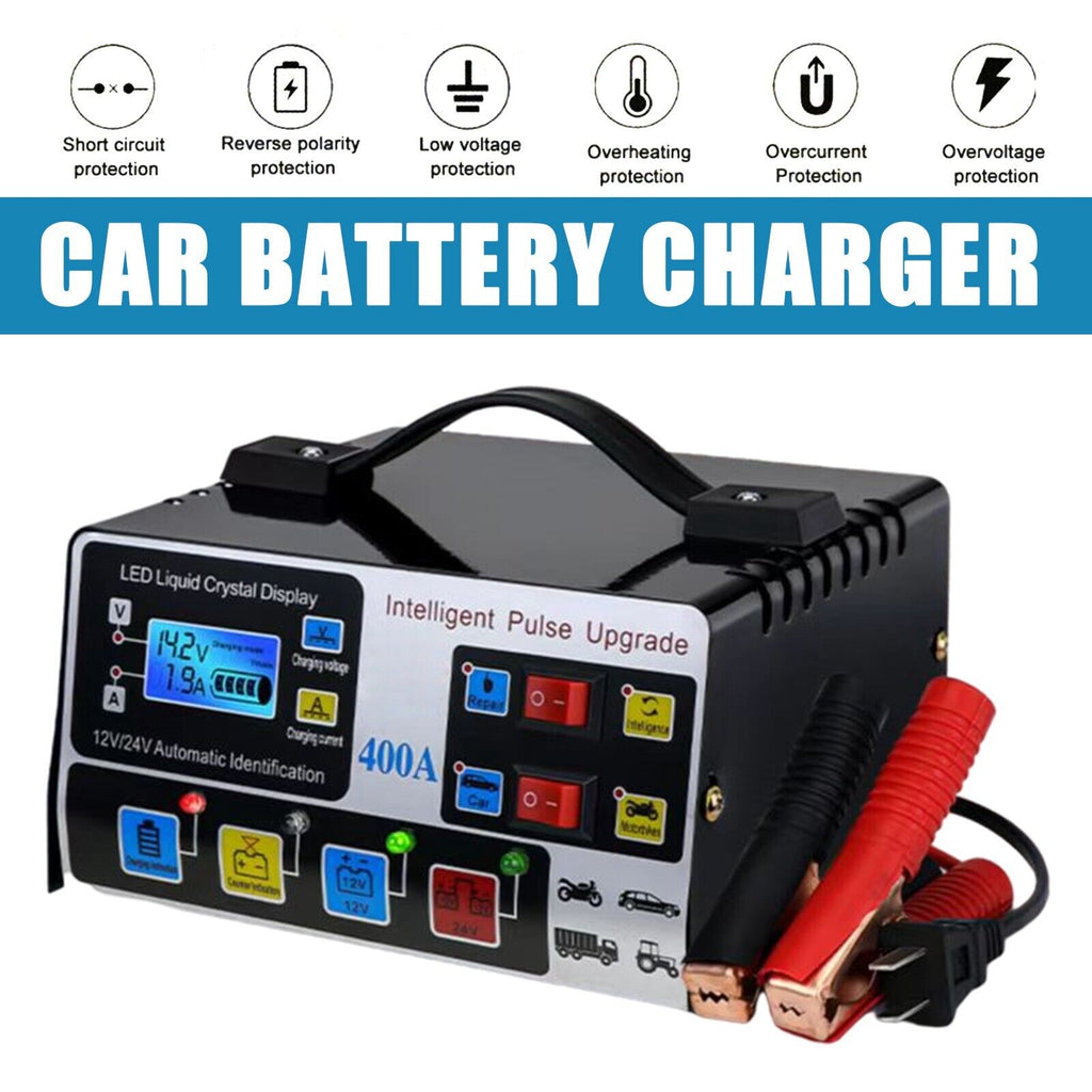 400W Chargeur de batterie de voiture intelligente de poids lourds Automatic Pulse Repair Trickle UK
