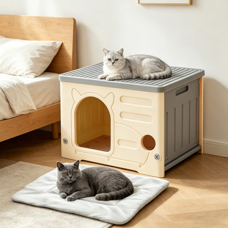 Cat House Cave All-Weather Outdoor Insulated Waterproof Pet Kennel Shelter UK