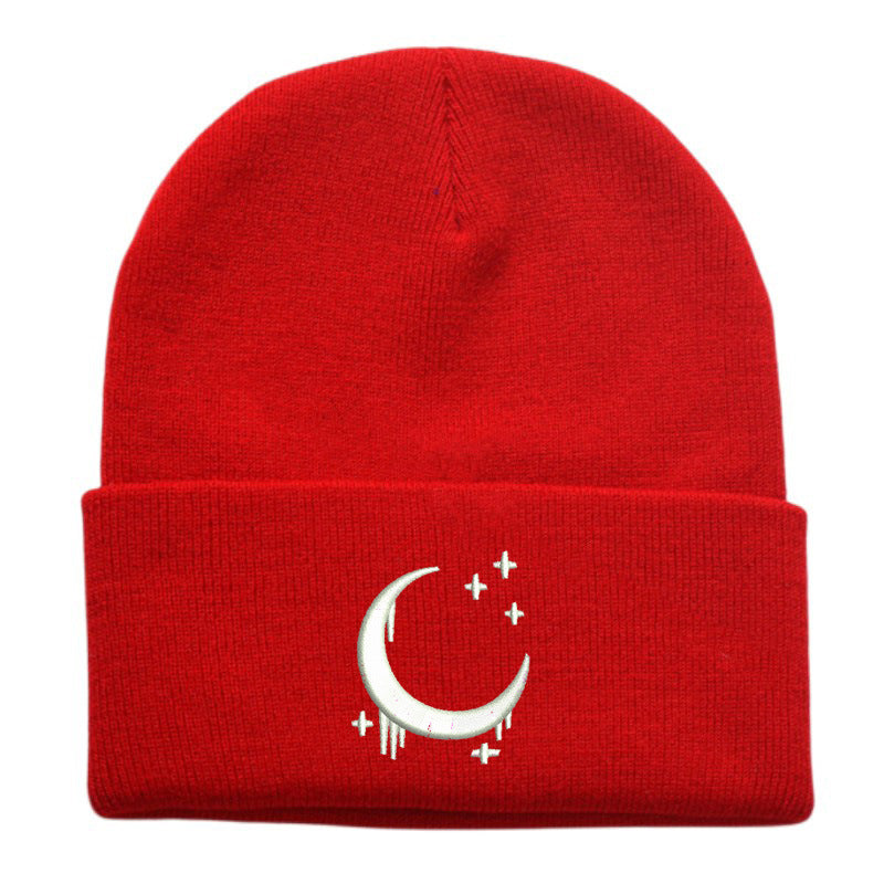 Chapeau en tricot brodé Amazon avec lune et étoiles Design AutomneHiver Chapeau en laine