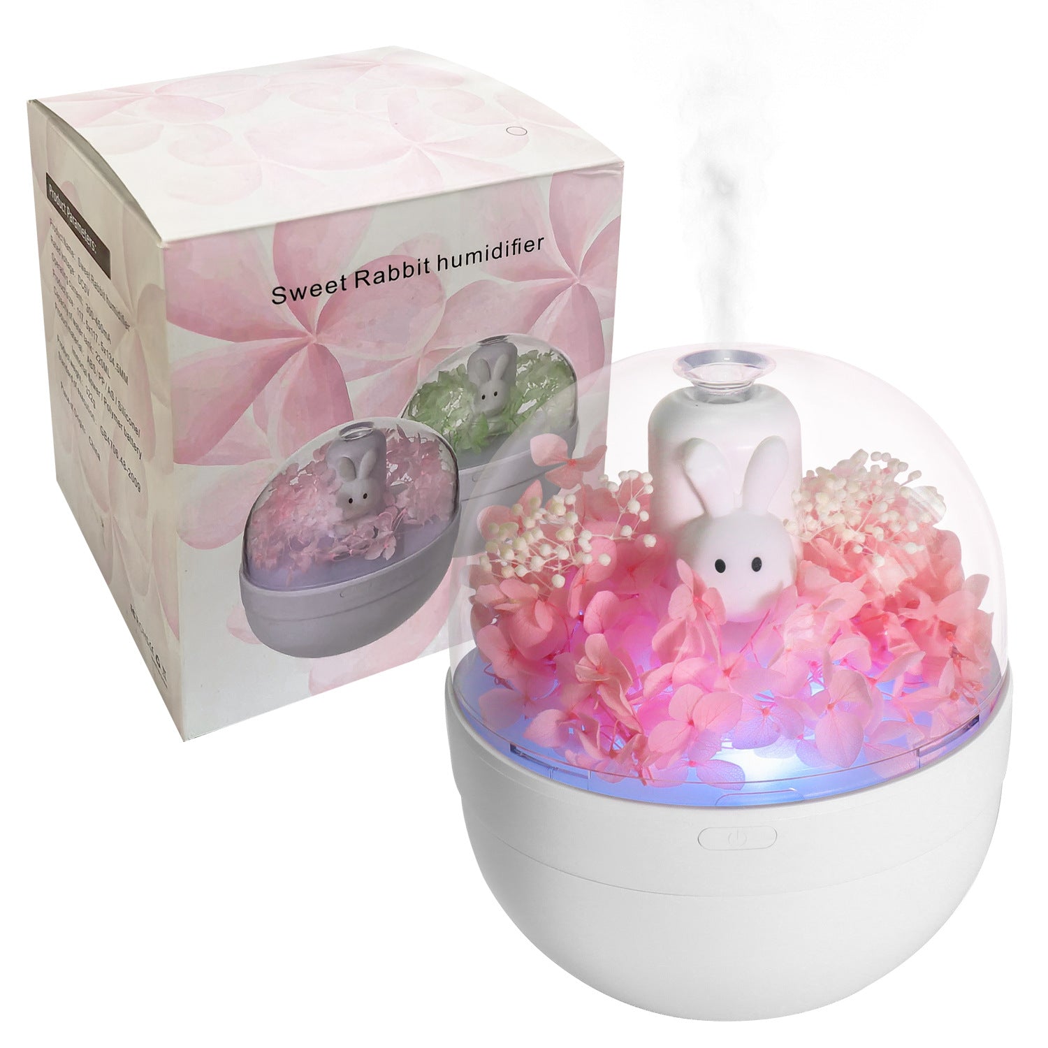 Lapin Créatif Préservé Fleur Aromathérapie Humidificateur - Décoration Maison Chambre à coucher