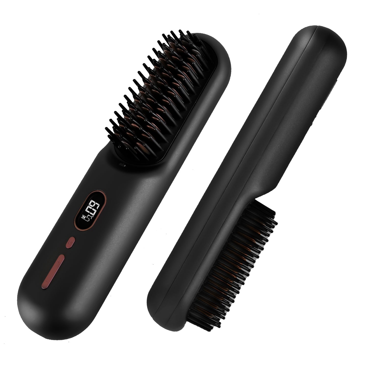 Options Gris-Noir -- 1Pc sans fil Négatif brosse de lisseur de cheveux Ion rechargeable Mini