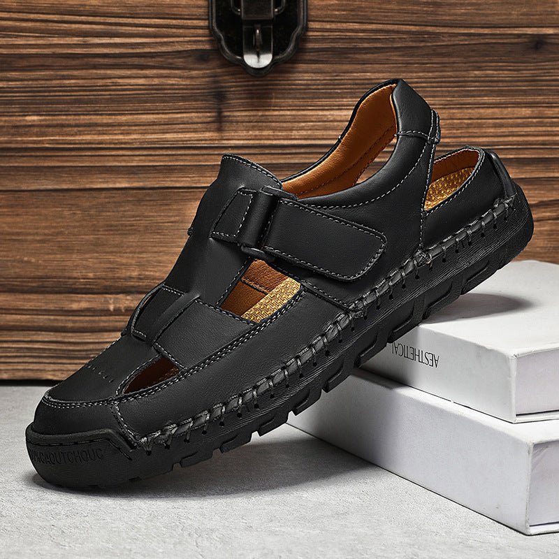 Sandales homme Été Cuir plein grain
