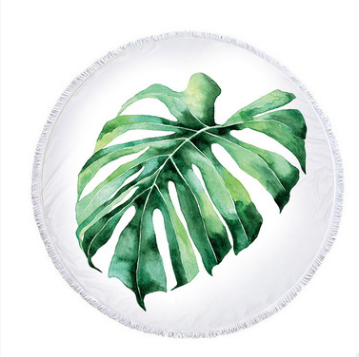 Serviette de plage ronde Feuille de palmiers Serviette de plage Feuille de palmiers Serviette de plage Coussin de châle Microfibre