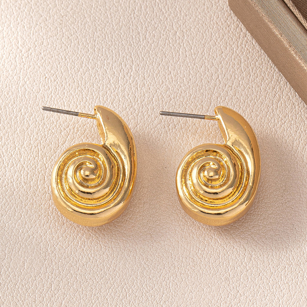 Boucles d'oreilles Convex Spiral - European American Middle Eastern Style Hoop Drop Studs