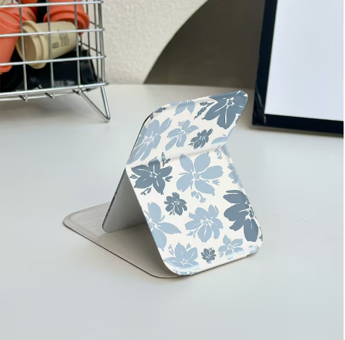 Miroir compact pliant Floral Bleu