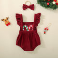 Petit et tout-petit Rouge Noël Brodé Triangle ailé Romper
