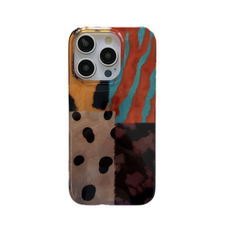 Cas de téléphone imprimé léopard en mosaïque coloré
