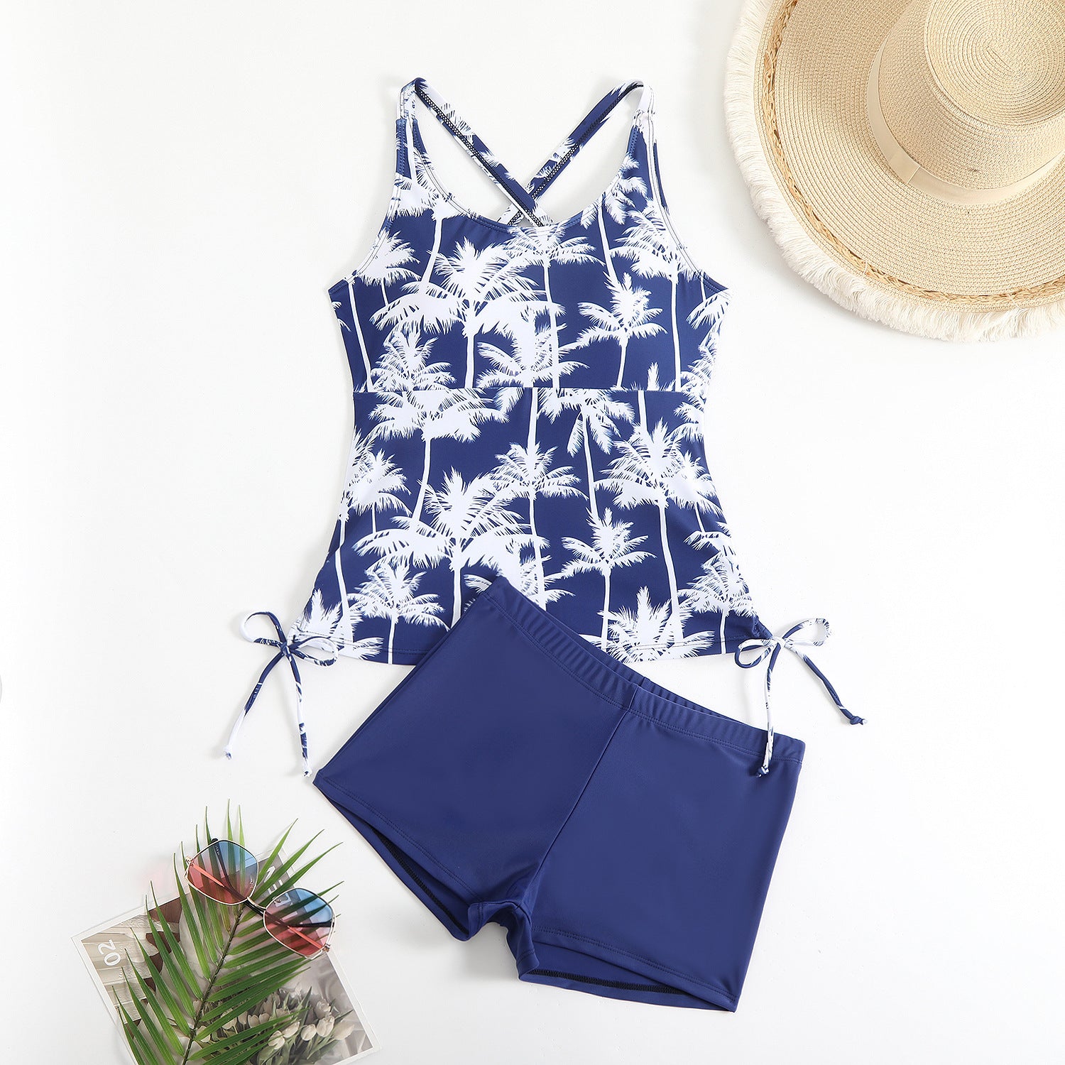 Maillot de bain conservateur féminin avec imprimé cocotier